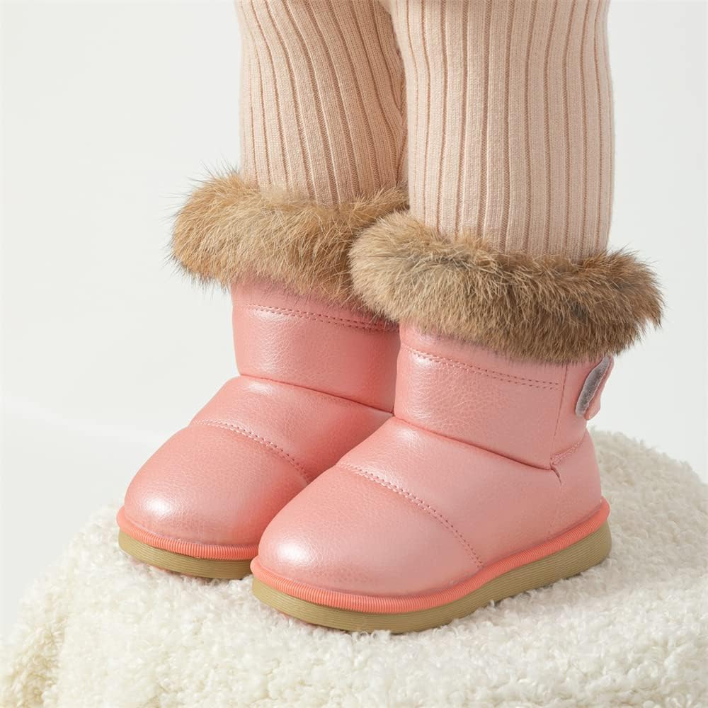 Meckior Toddler Waterproof Fur‑Lined Snow Boots for Girls and Boys